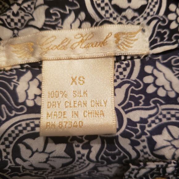 Gold Hawk Silk Print Shirt Dress - XS - Picture 6 of 6